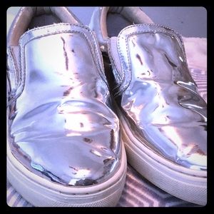 💿Soda Silver Pointed-Toe Slip-On Sneakers💿